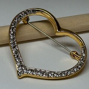 Gold Heart Brooch with sparkly Accents